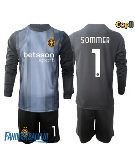 Inter Milan Yann Sommer #1 Portarii Echipament de Fotbal Replică 2025-26 Copii Acasa Mâneci Lungi (+ Șorturi)